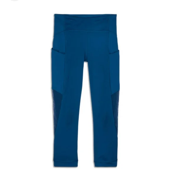 Lululemon Sole Training Crop Poseidon Teal Legging Size 6 Cropped Mesh - Picture 4 of 9